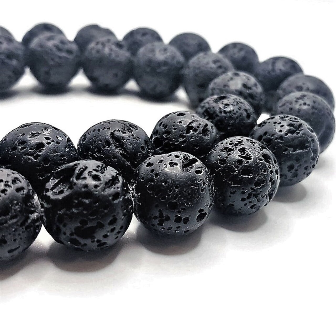 14 mm Black Lava Stone Diffuser Beads, 14 beads per strand